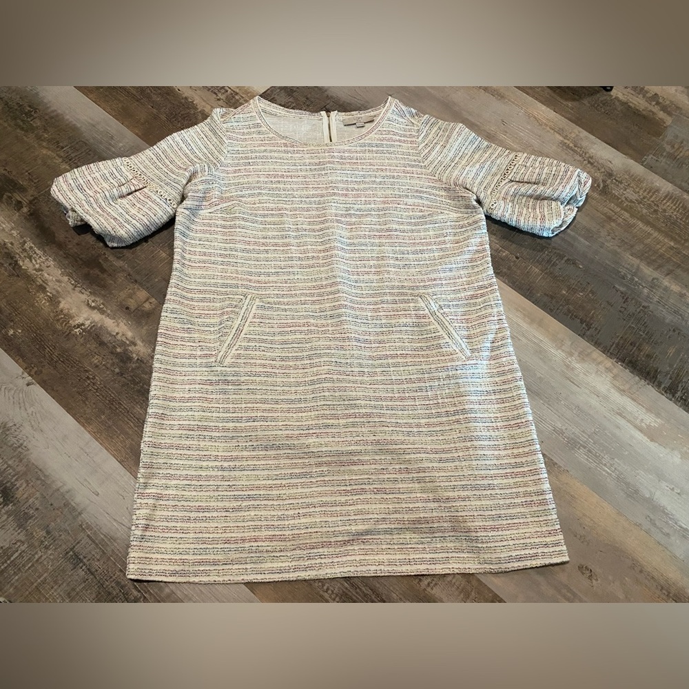 LOFT plus cotton blend multi color dress